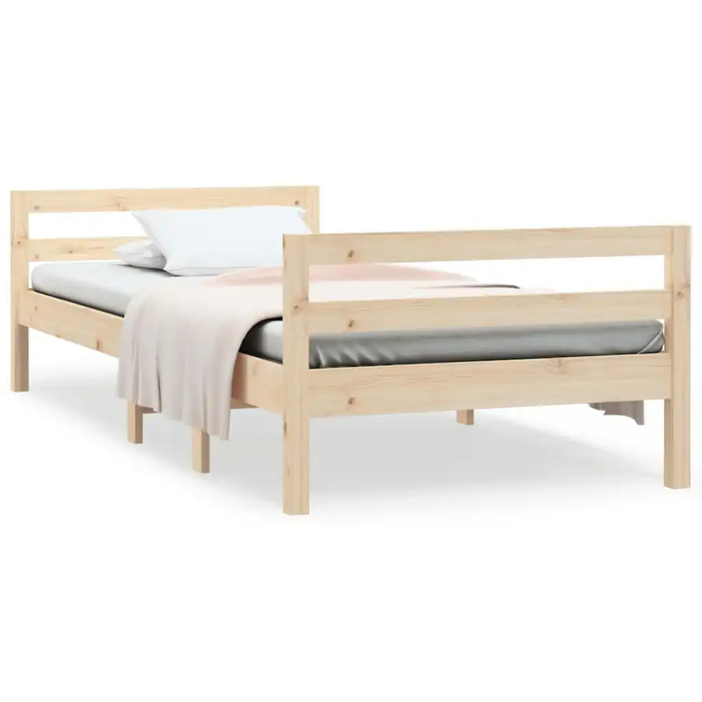 Bed Frame 92x187 cm Single Size Solid Wood Pine 821634