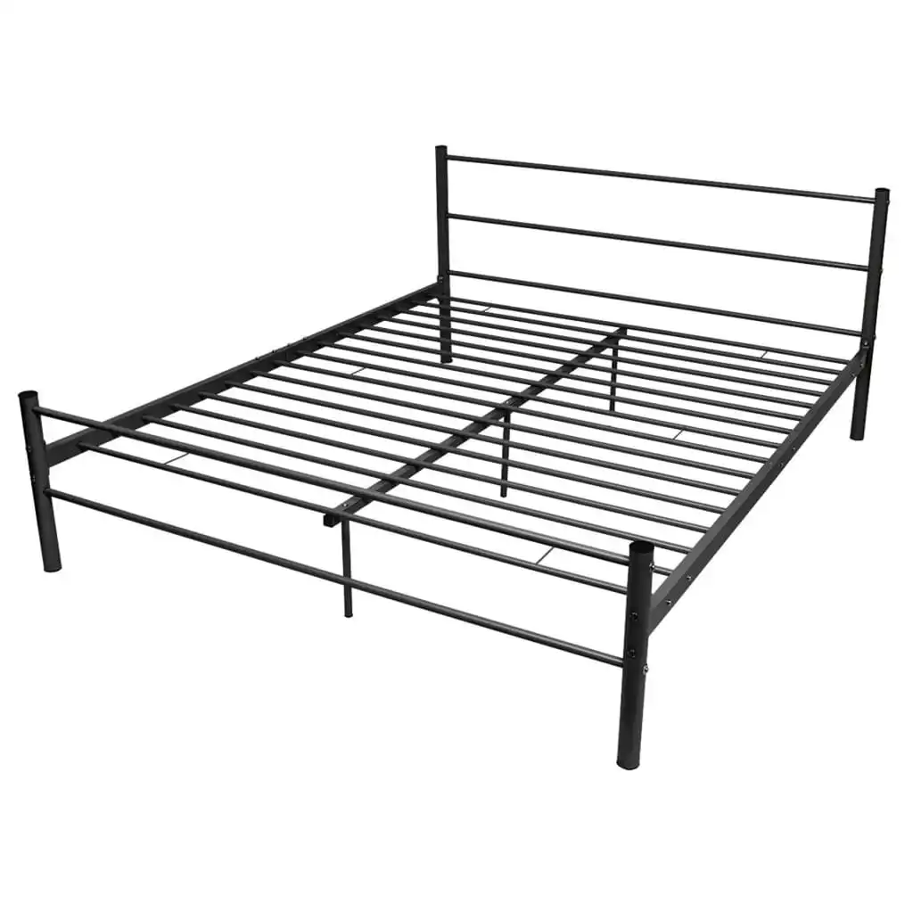 Bed Frame Black Metal 153x203 cm Queen Size 247488