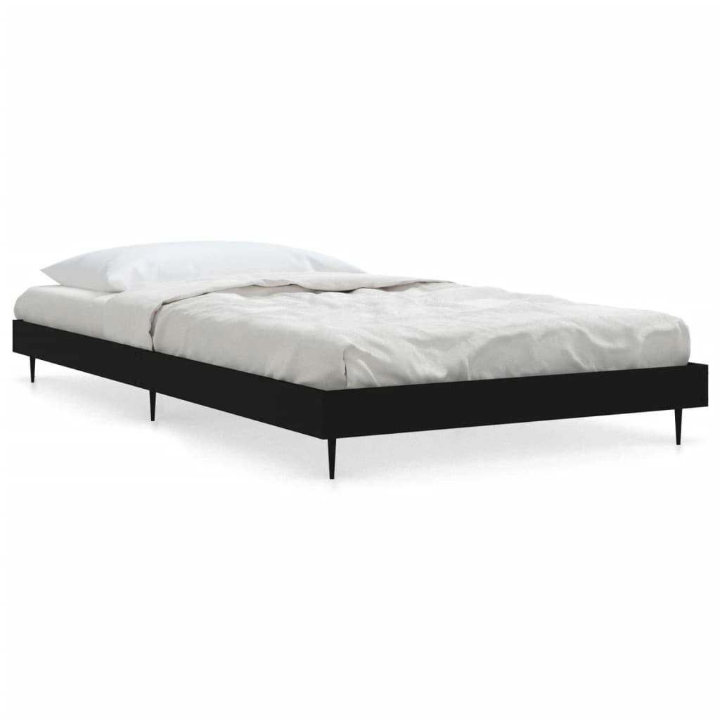 Bed Frame Black 92x187 cm Single Size Engineered Wood 832302