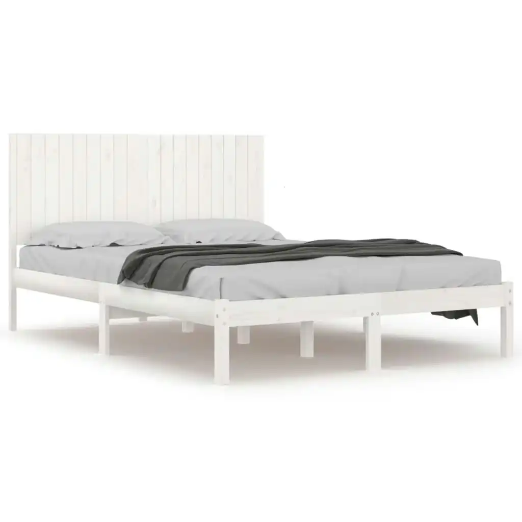 Bed Frame White Solid Wood 183x203 cm King Size 3104429