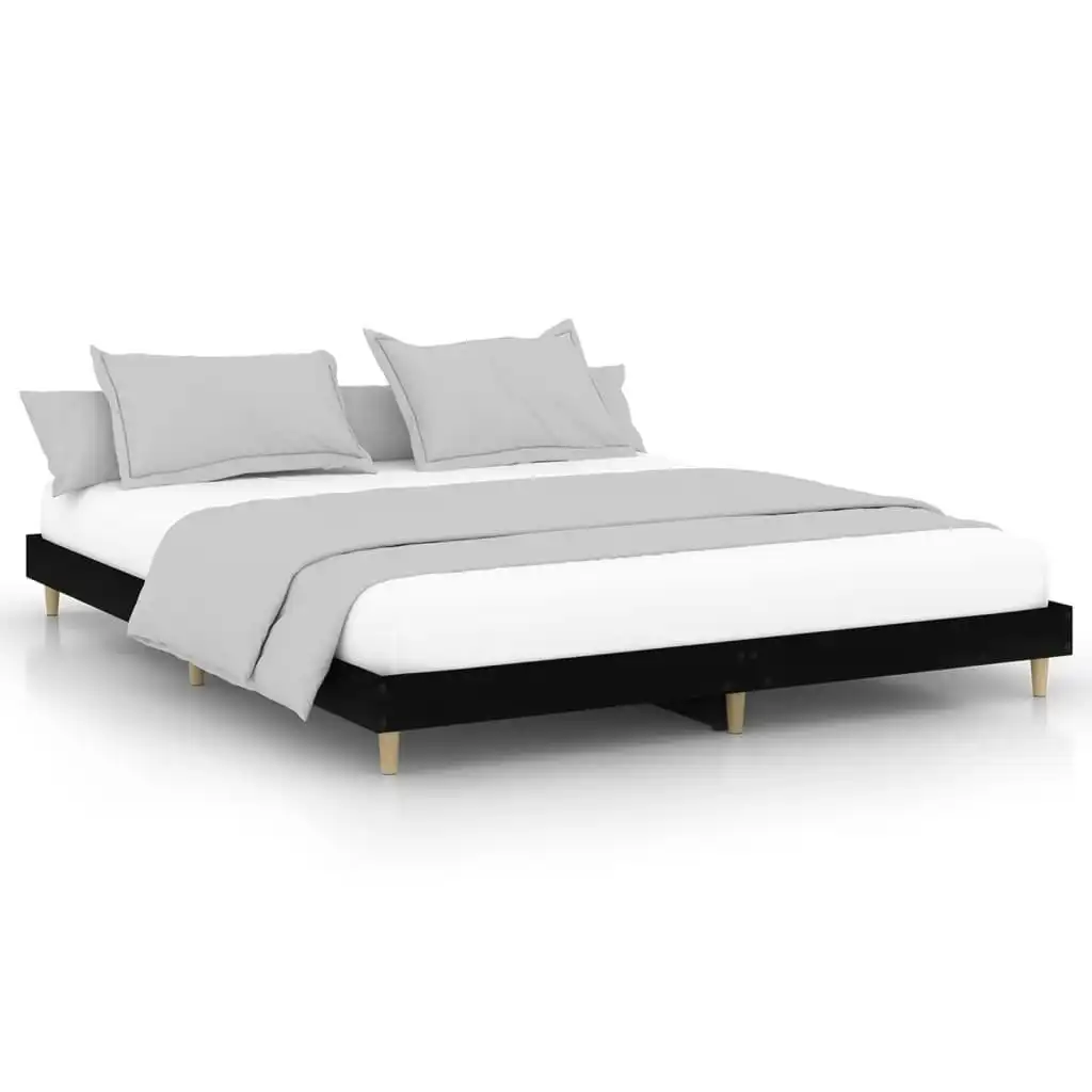 Bed Frame Black 183x203 cm King Size Engineered Wood 832014