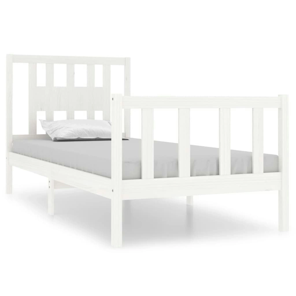 Bed Frame White Solid Wood 92x187 cm Single Size 3104094