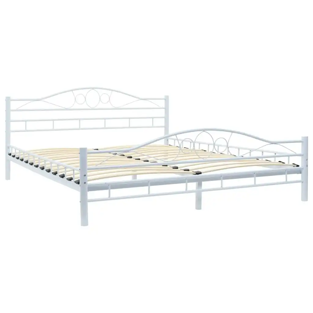 Bed Frame White Metal 153x203 cm Queen Size 247237