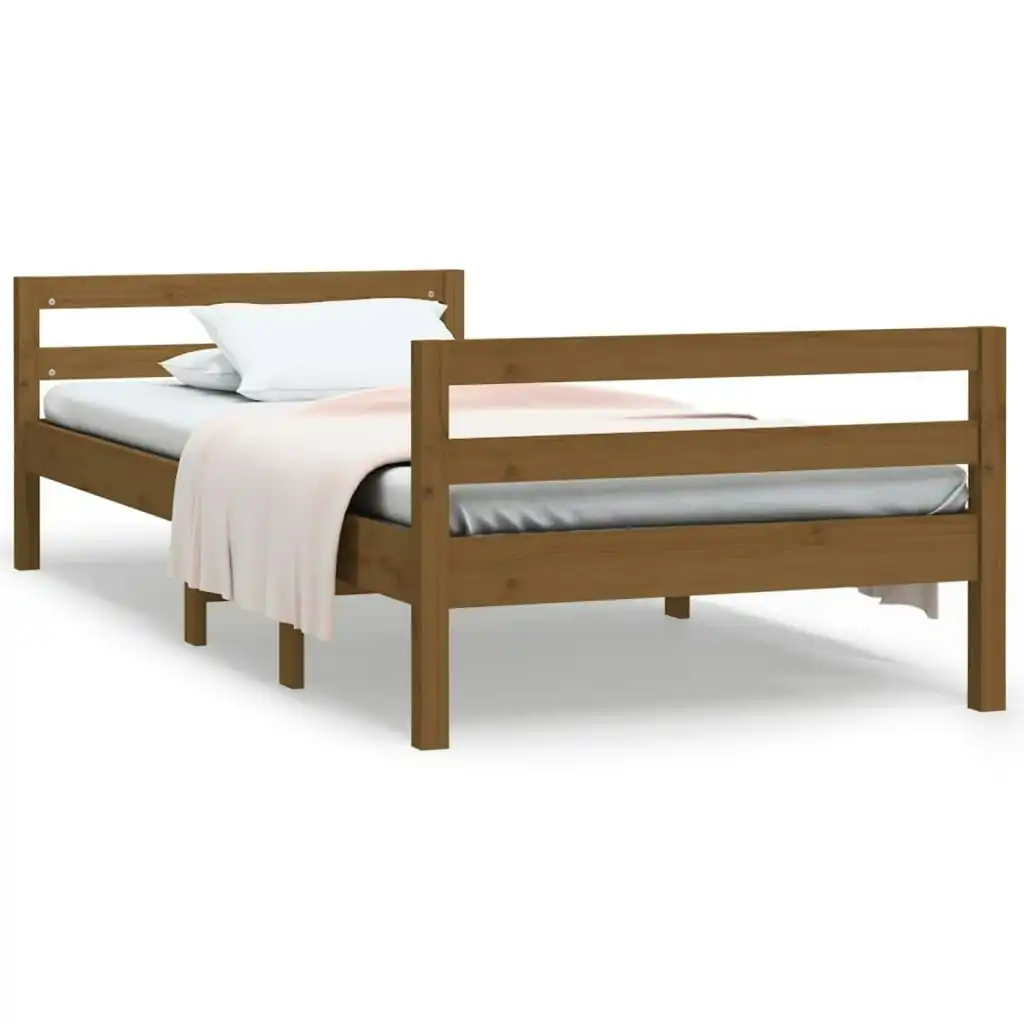 Bed Frame Honey Brown 92x187 cm Single Size Solid Wood Pine 821637