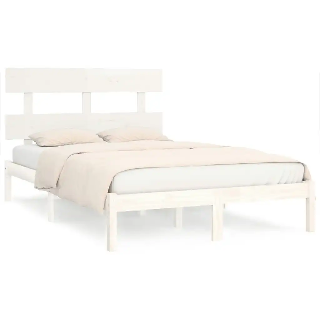 Bed Frame White Solid Wood 183x203 cm King Size 3104689