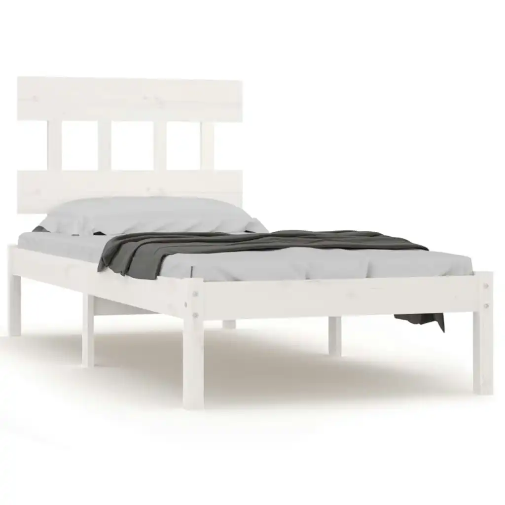 Bed Frame White Solid Wood 92x187 cm Single Size 3104704