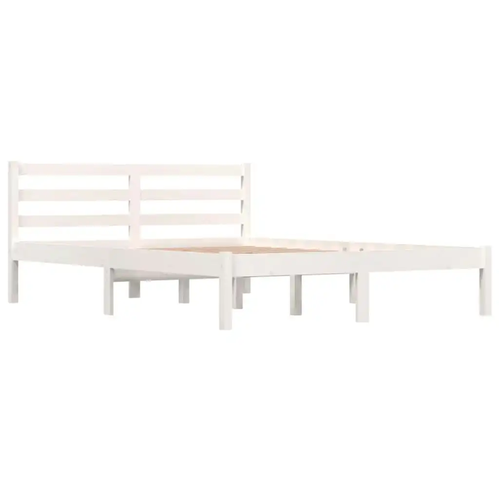 Bed Frame Solid Wood Pine White 137x187 cm Double Size 810406