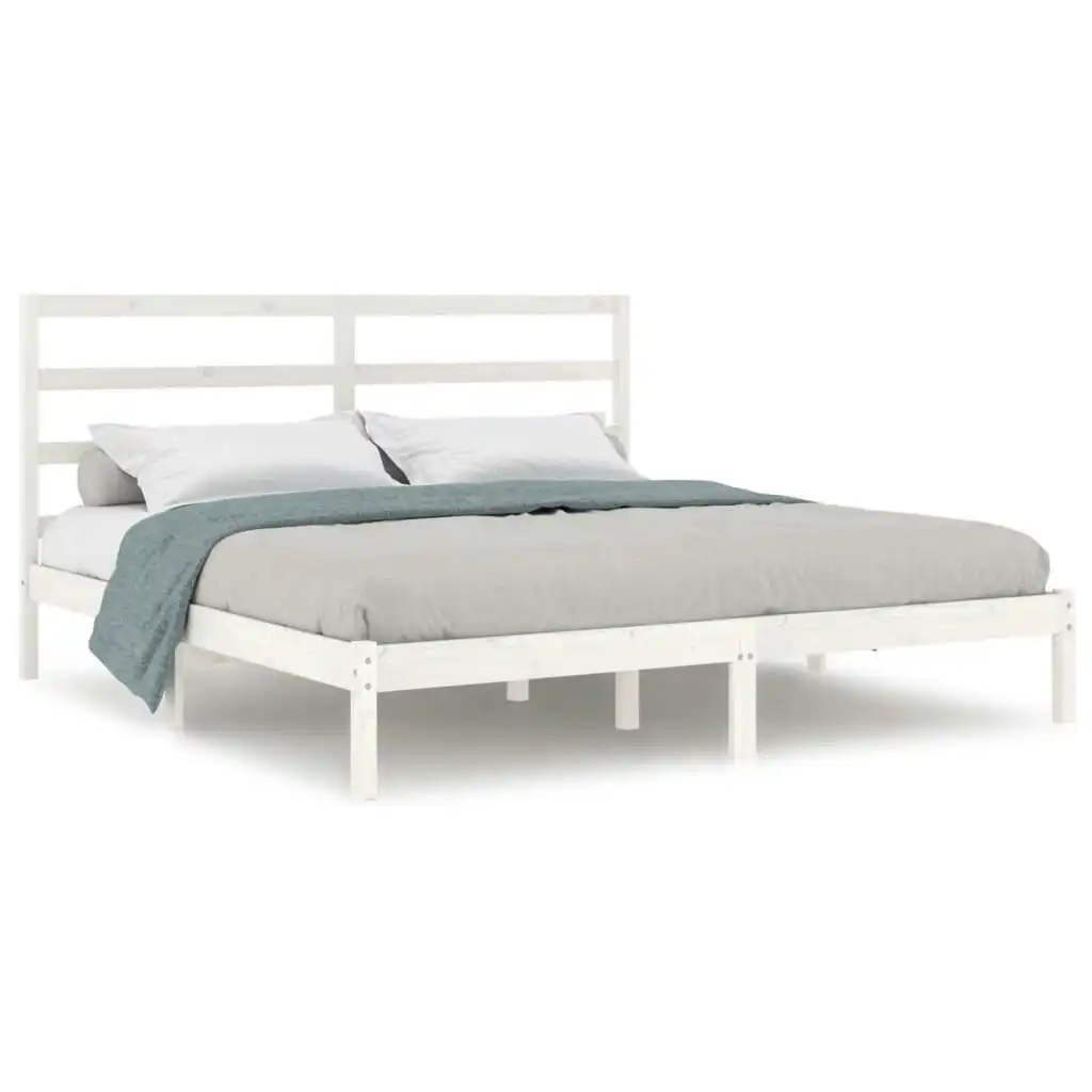 Bed Frame White Solid Wood 183x203 cm King Size 3104949