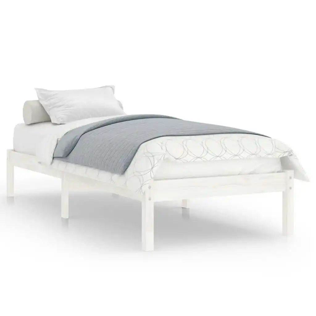 Bed Frame White Solid Wood 92x187 cm Single Size 809983