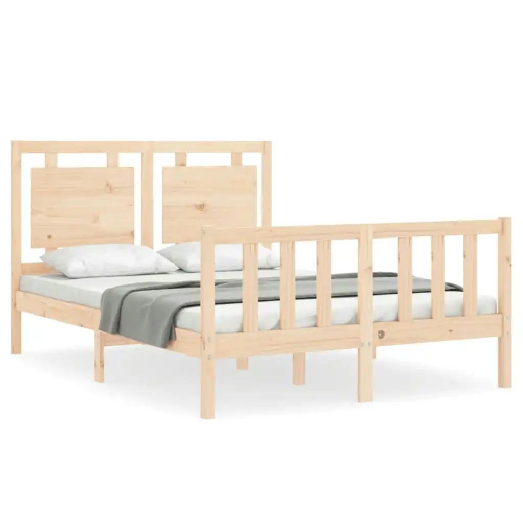 Bed Frame with Headboard 137x187 cm Double Solid Wood 3192141