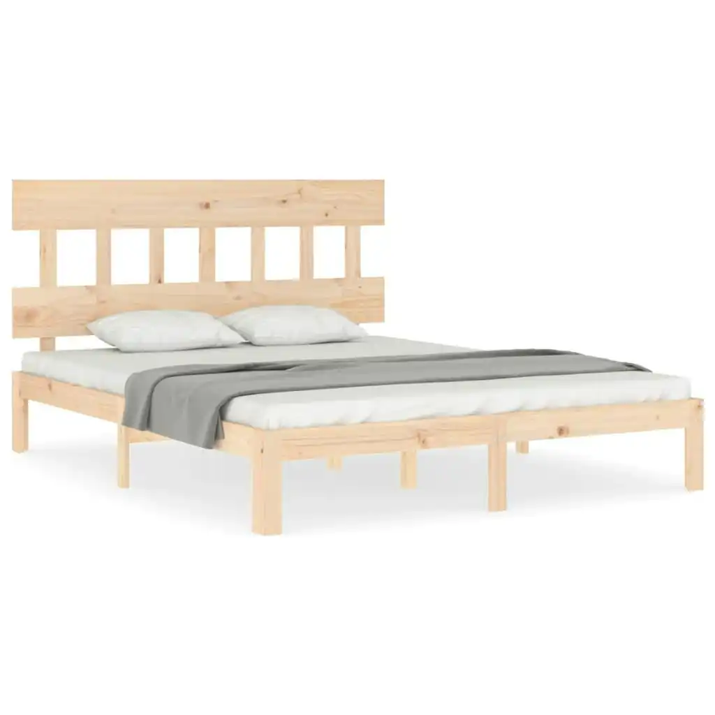 Bed Frame with Headboard 150x200 cm Solid Wood 3193601