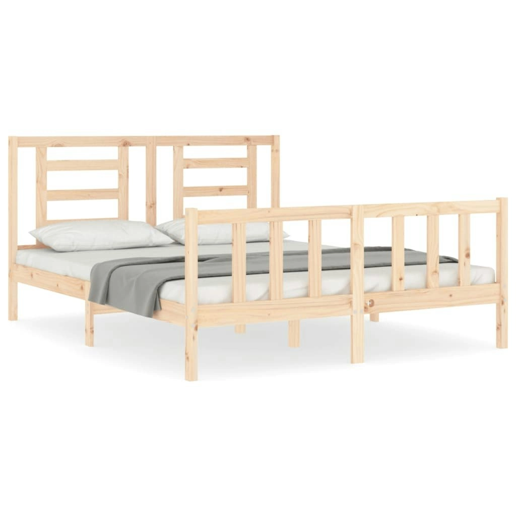 Bed Frame with Headboard 153x203 cm Queen Solid Wood 3192886