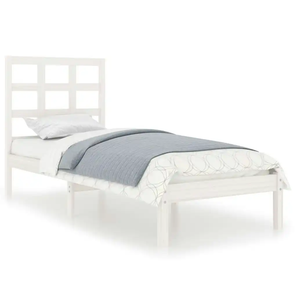 Bed Frame White Solid Wood 92x187 cm Single Size 3105436