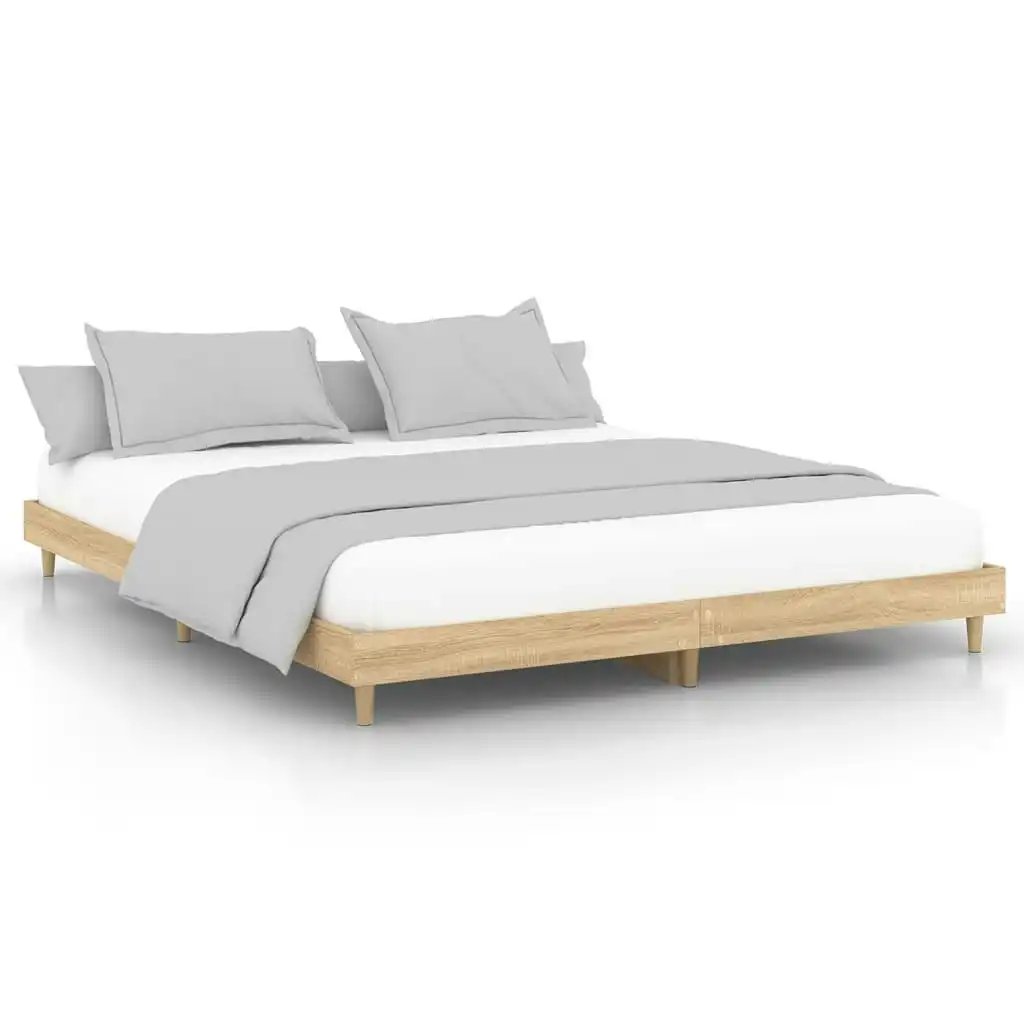 Bed Frame Sonoma Oak 153x203 cm Queen Size Engineered Wood 832032