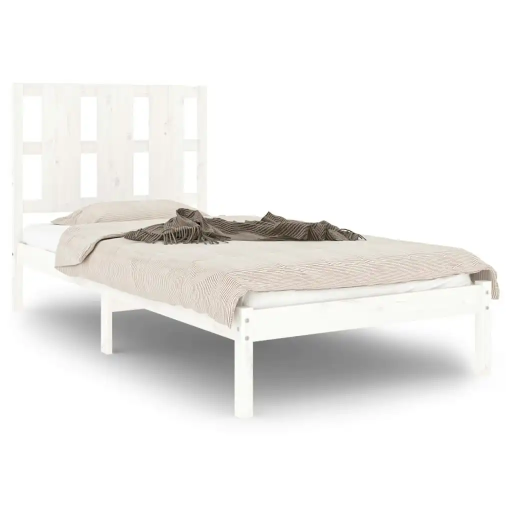 Bed Frame White Solid Wood 92x187 cm Single Size 3105566