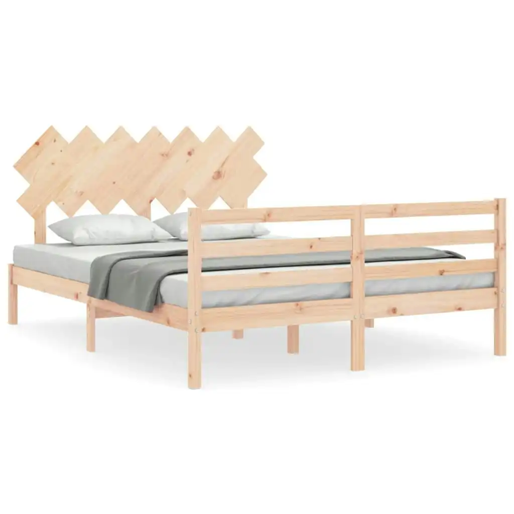 Bed Frame with Headboard 153x203 cm Queen Solid Wood 3195291