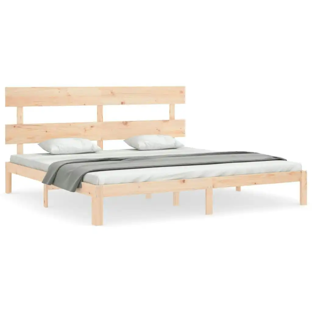 Bed Frame with Headboard 183x203 cm King Size Solid Wood 3193546