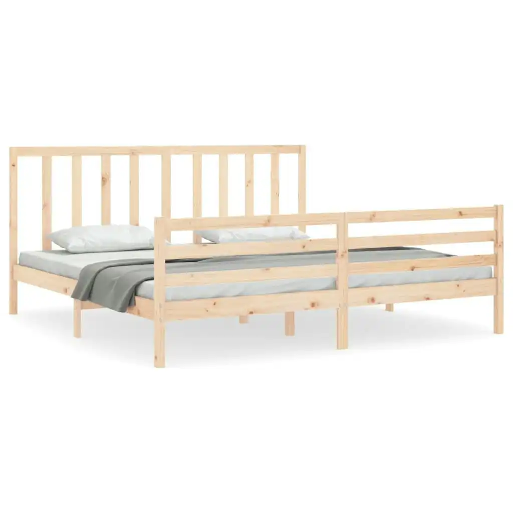 Bed Frame with Headboard 183x203 cm King Solid Wood 3193806