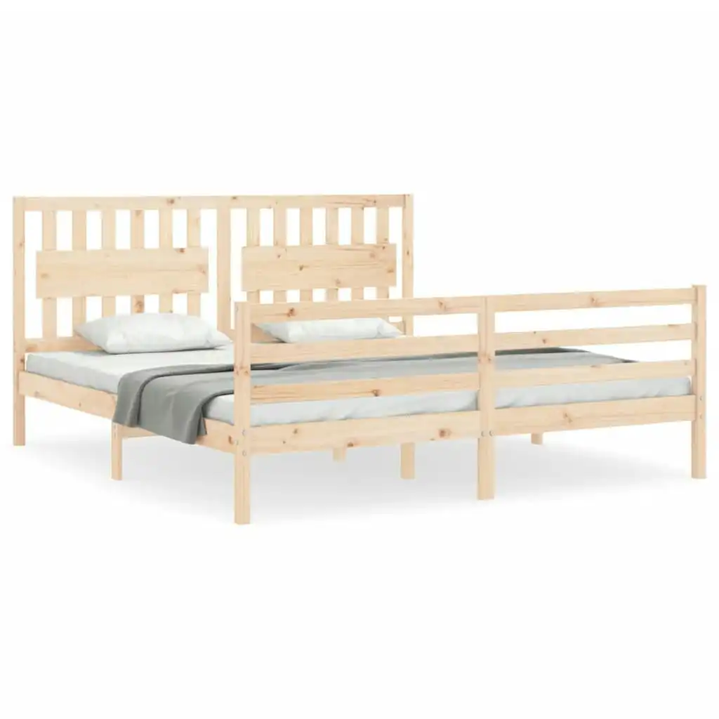 Bed Frame with Headboard 183x203 cm King Solid Wood 3194326