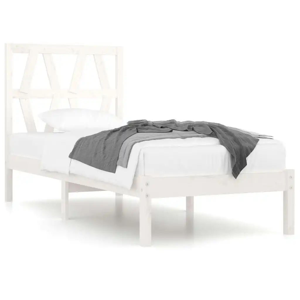 Bed Frame White Solid Wood Pine 92x187 cm Single Size 3103964