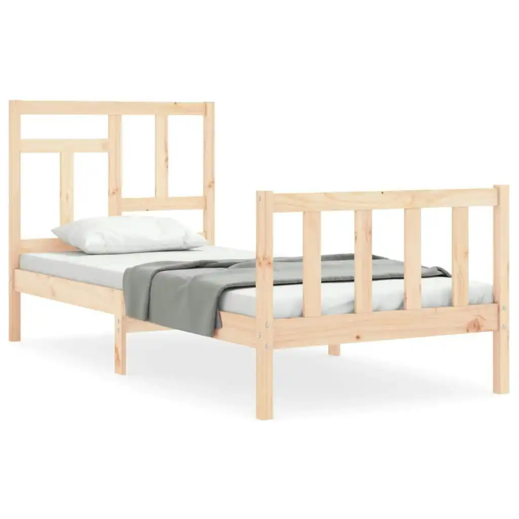 Bed Frame with Headboard 92x187 cm Single Size Solid Wood 3193106