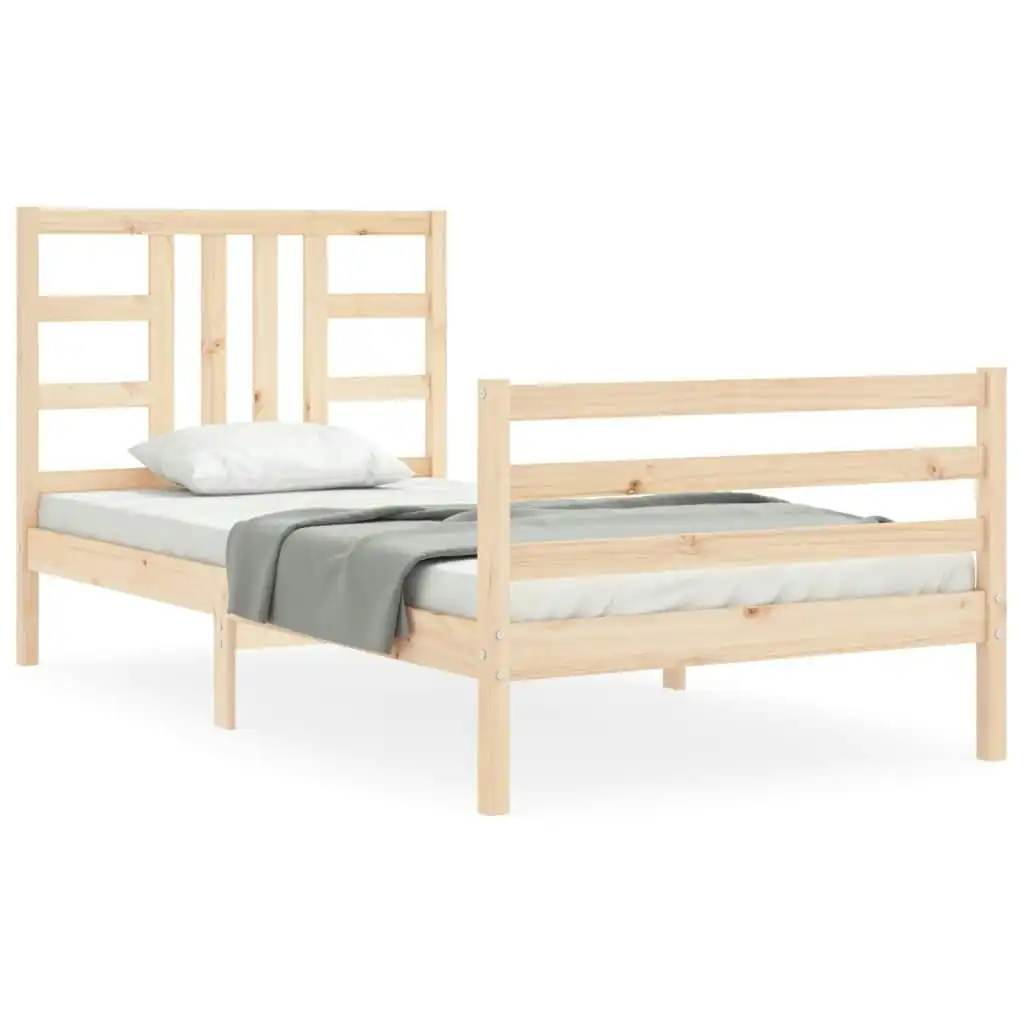 Bed Frame with Headboard 92x187 cm Single Size Solid Wood 3193886