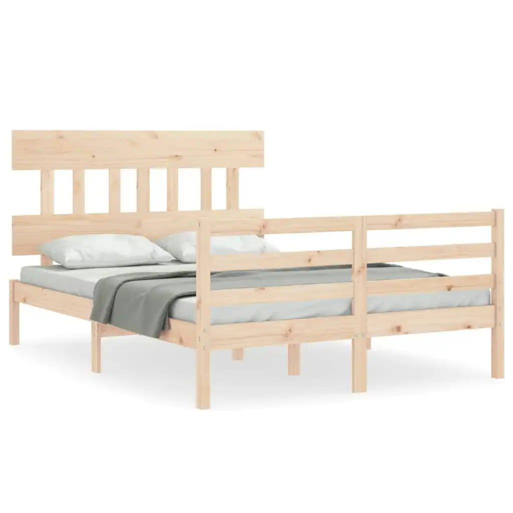 Bed Frame with Headboard 137x187 cm Double Solid Wood 3195131