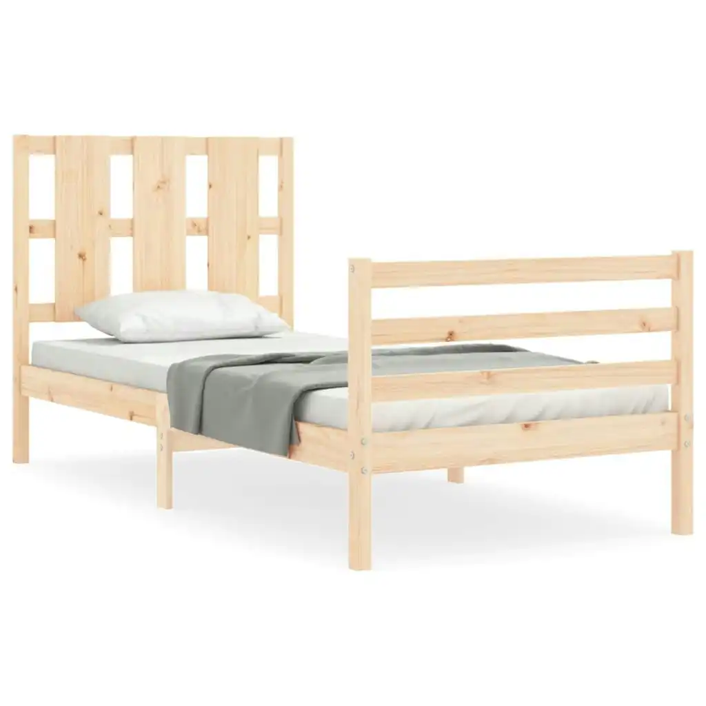 Bed Frame with Headboard 92x187 cm Single Size Solid Wood 3194081