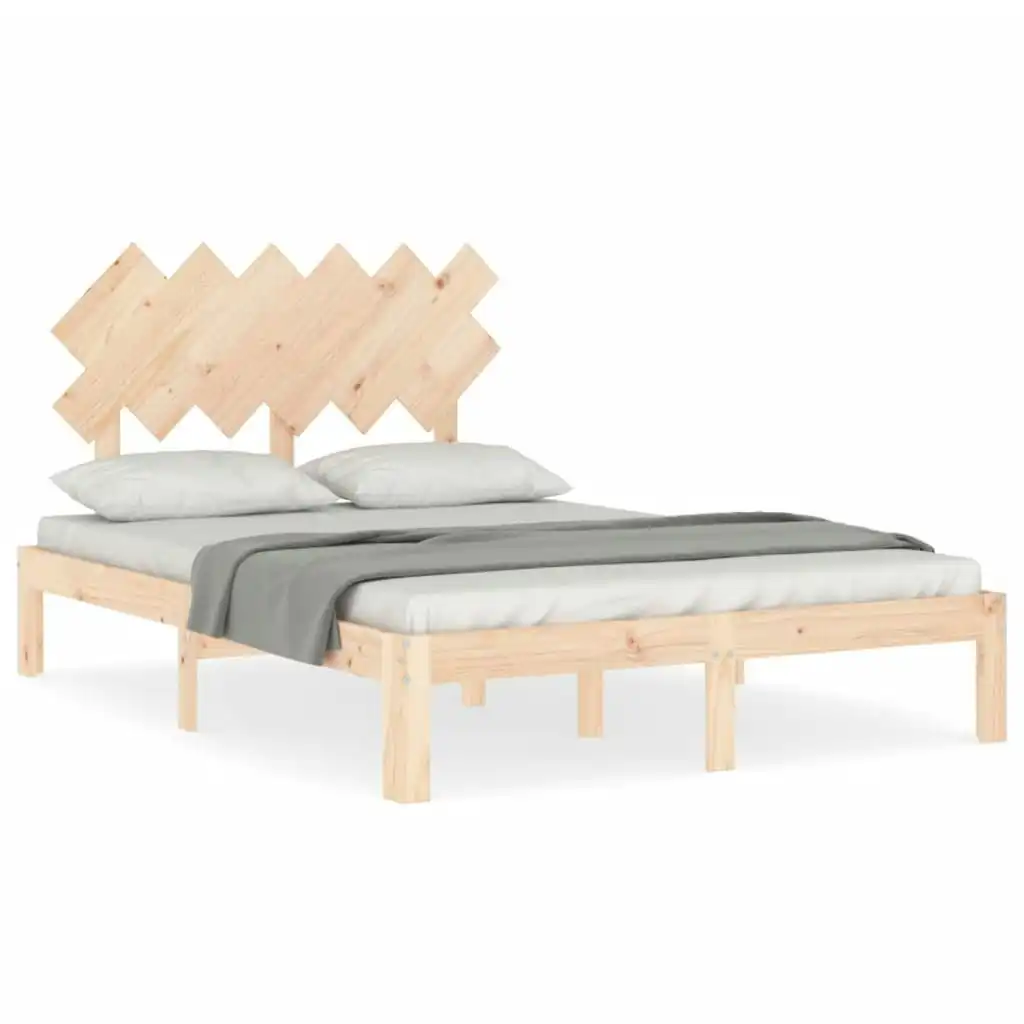 Bed Frame with Headboard 135x190 cm Solid Wood 3193701