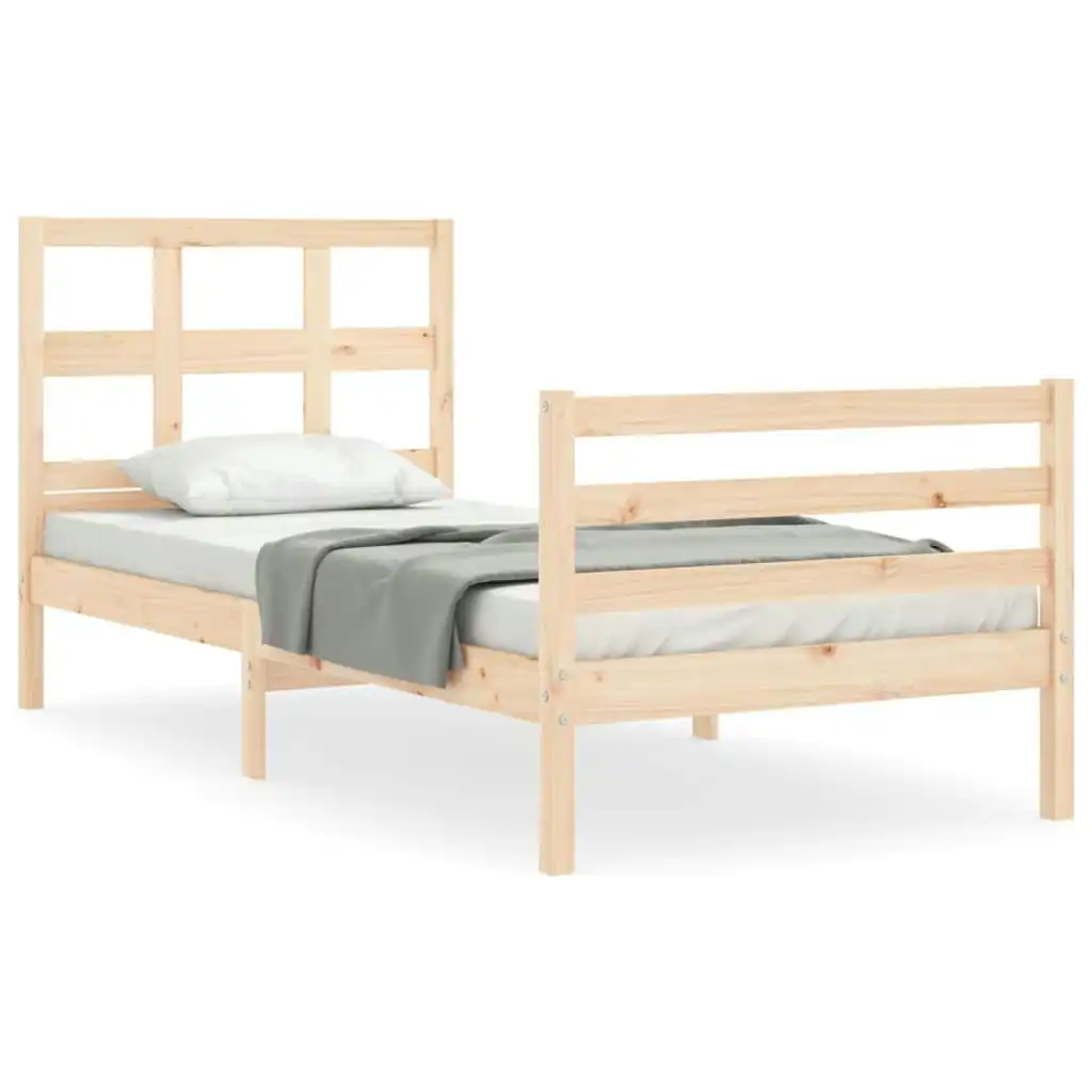 Bed Frame with Headboard 92x187 cm Single Size Solid Wood 3194796