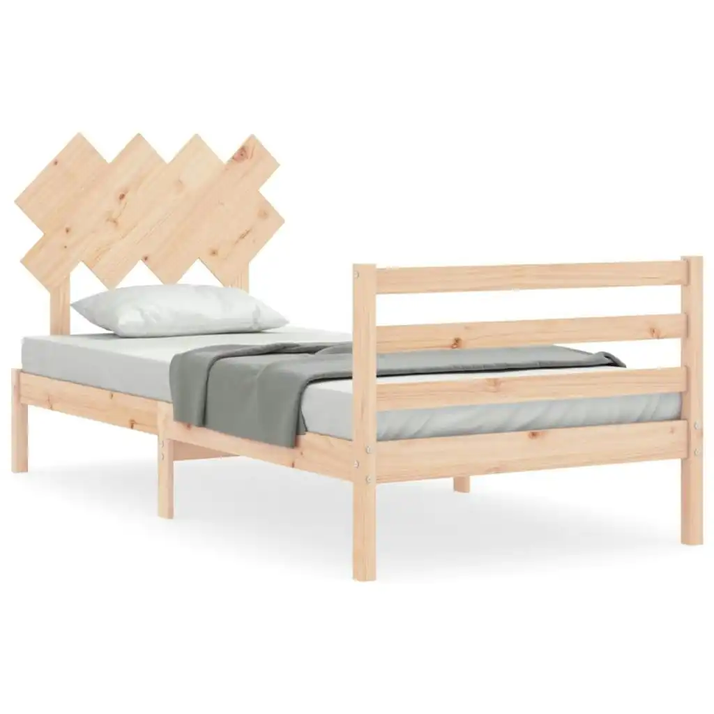 Bed Frame with Headboard 92x187 cm Single Size Solid Wood 3195251