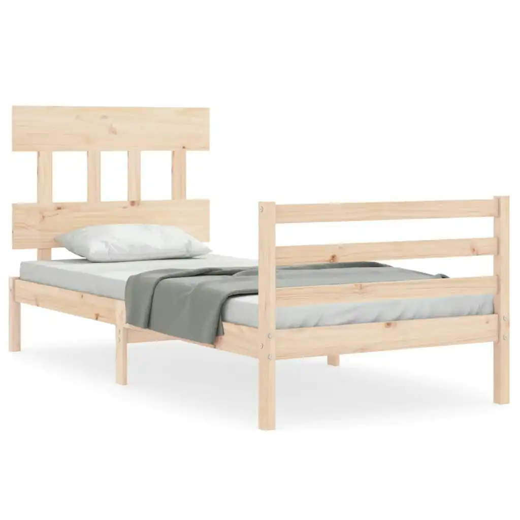 Bed Frame with Headboard 92x187 cm Single Size Solid Wood 3195121