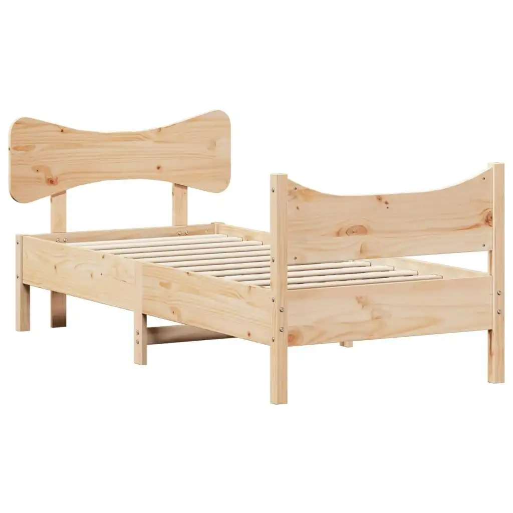 Bed Frame with Headboard 92x187 cm Single Size Solid Wood Pine 3216390