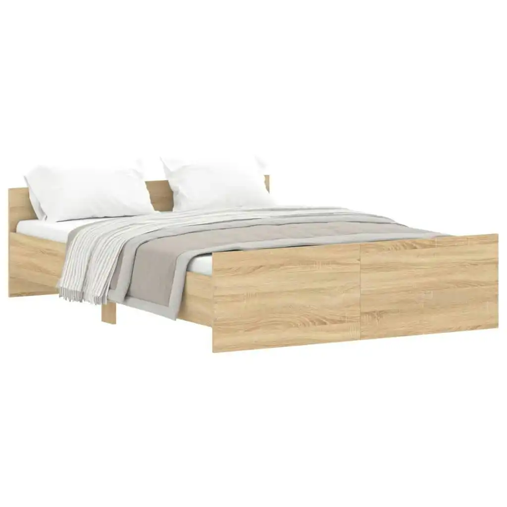 Bed Frame with Headboard and Footboard Sonoma Oak 135x190 cm 3203791