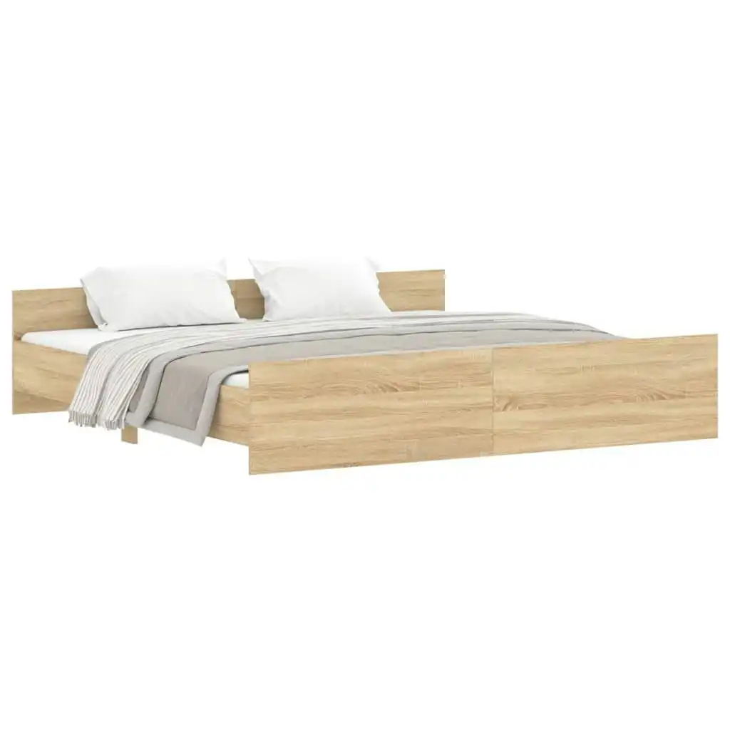 Bed Frame with Headboard and Footboard Sonoma Oak 183x203 cm King Size 3203770