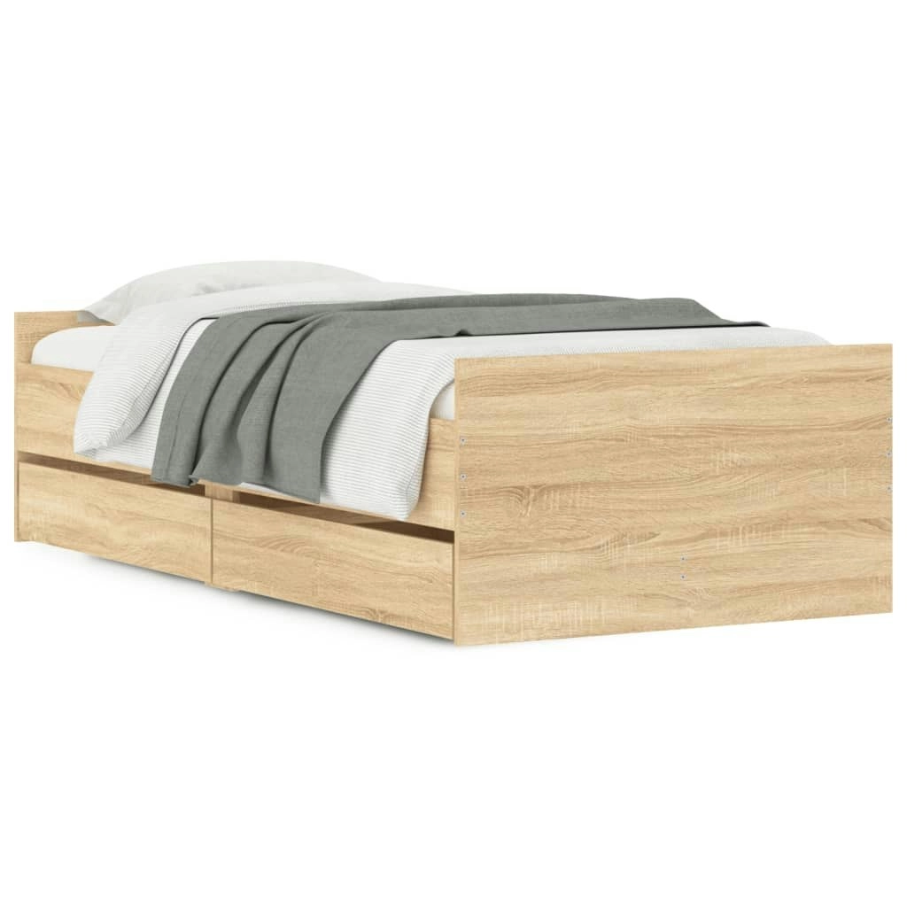 Bed Frame with Drawers Sonoma Oak 90x190 cm 3207380