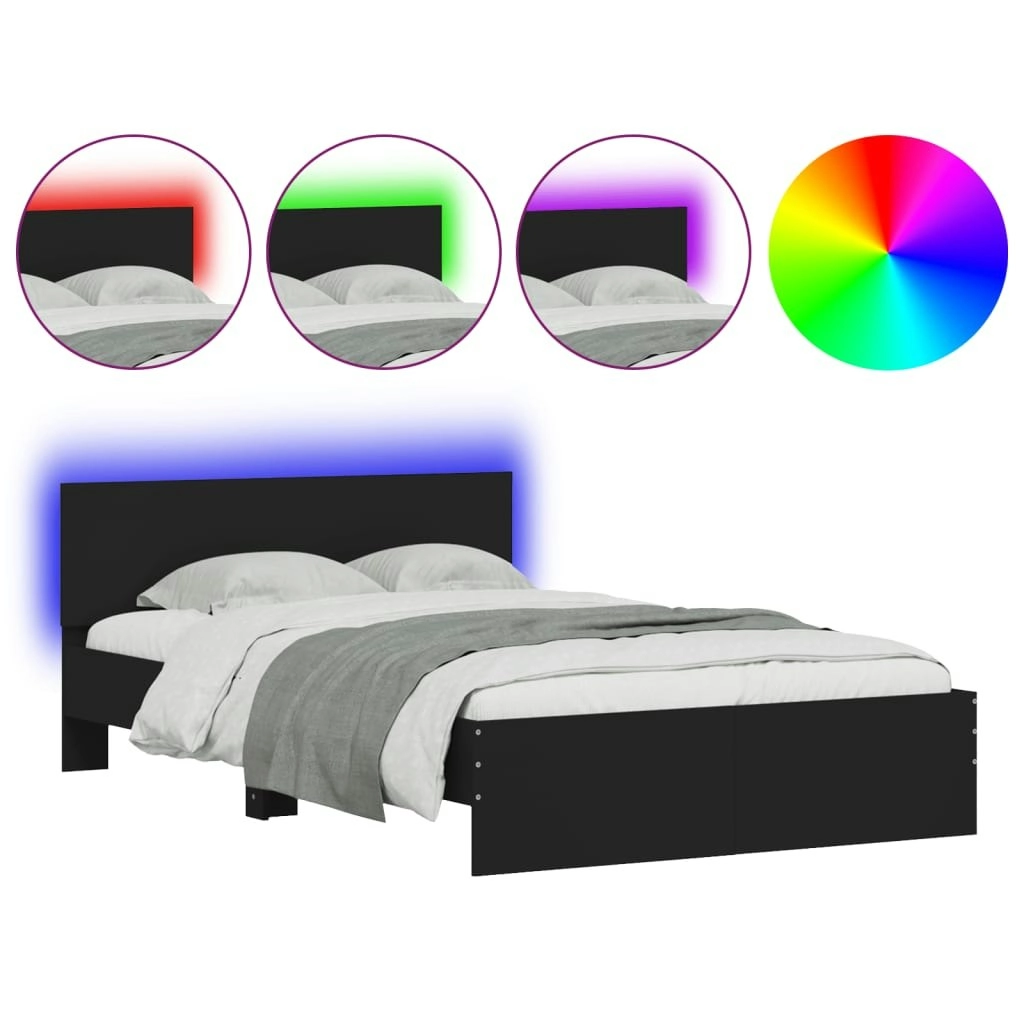 Bed Frame with LED without Mattress Black 135x190 cm 3207631