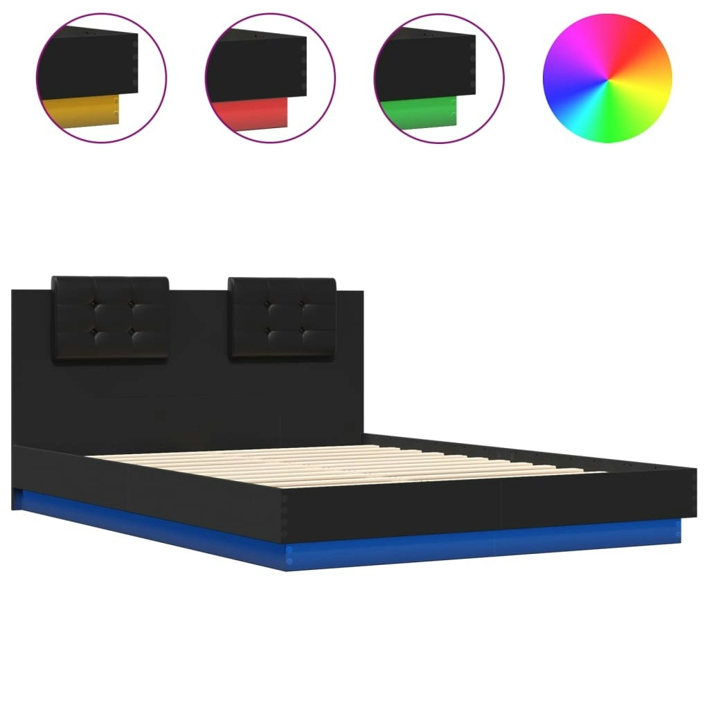 Bed Frame with LED without Mattress Black 150x200 cm 3210004