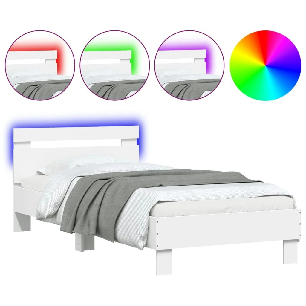 Bed Frame without Mattress with LED Lights White 90x190 cm 838743