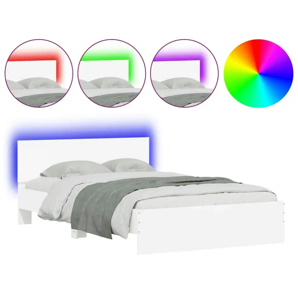 Bed Frame with Headboard and LED White 135x190 cm 3207630