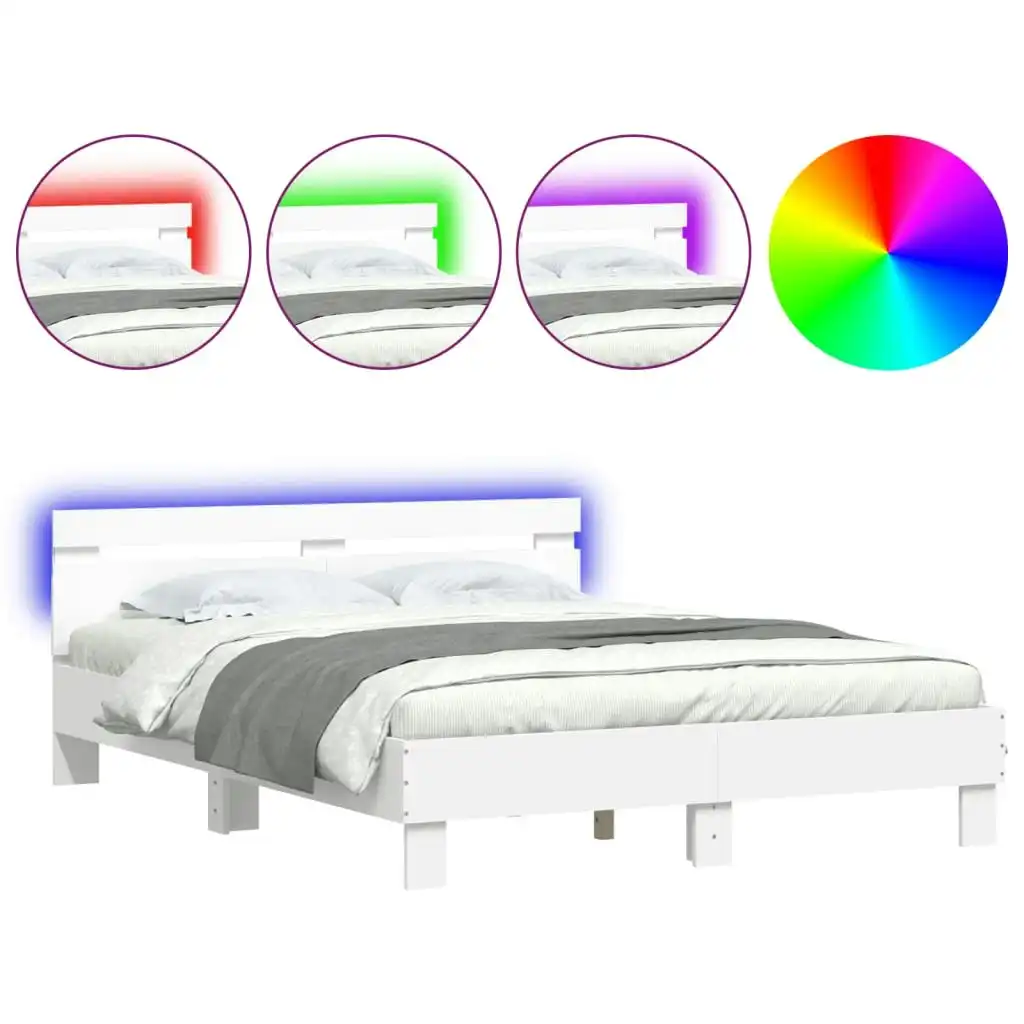 Bed Frame with Headboard and LED White 150x200 cm 3207539