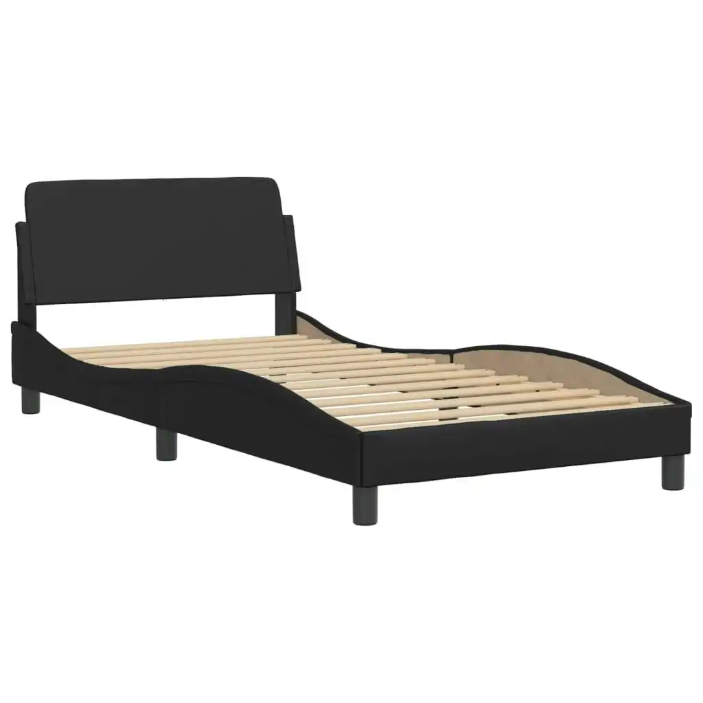 Bed Frame with Headboard Black 107x203 cm Faux Leather 373315