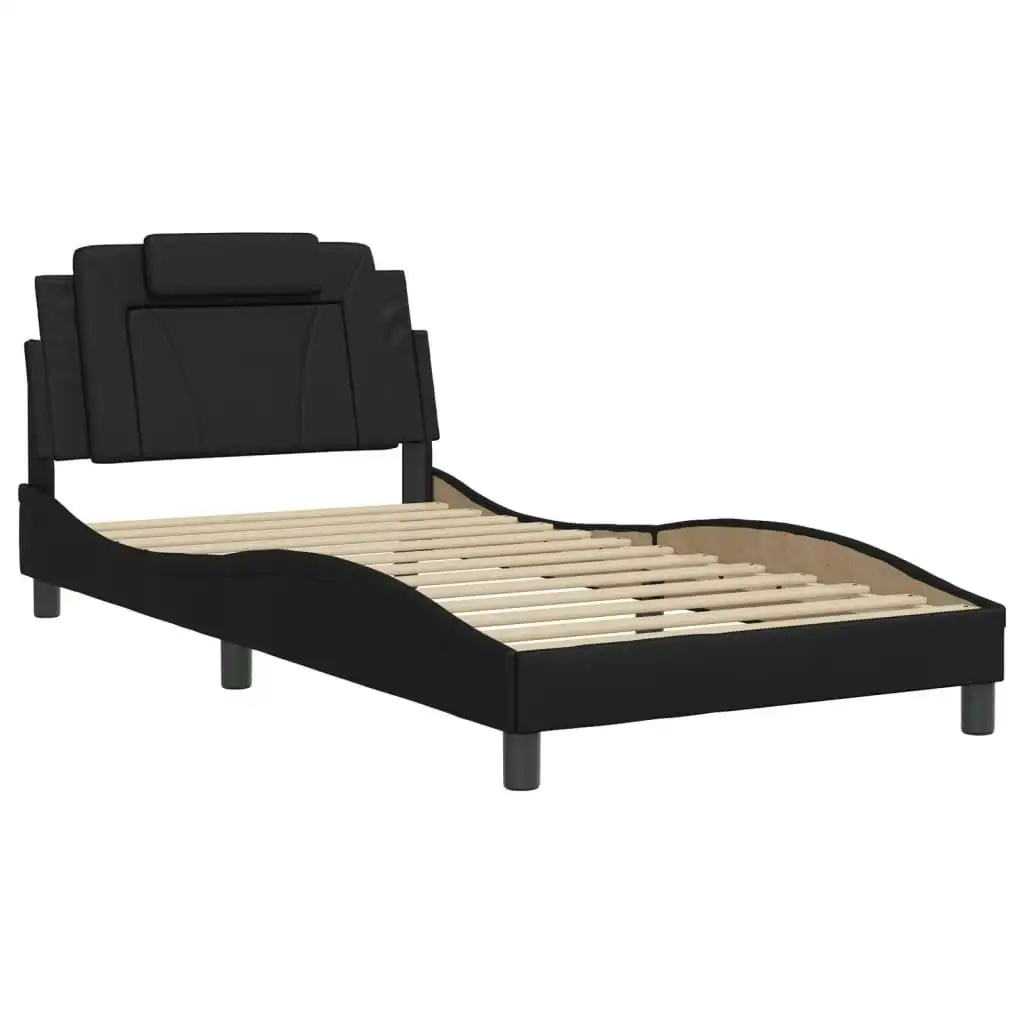 Bed Frame with Headboard Black 107x203 cm Faux Leather 3208266