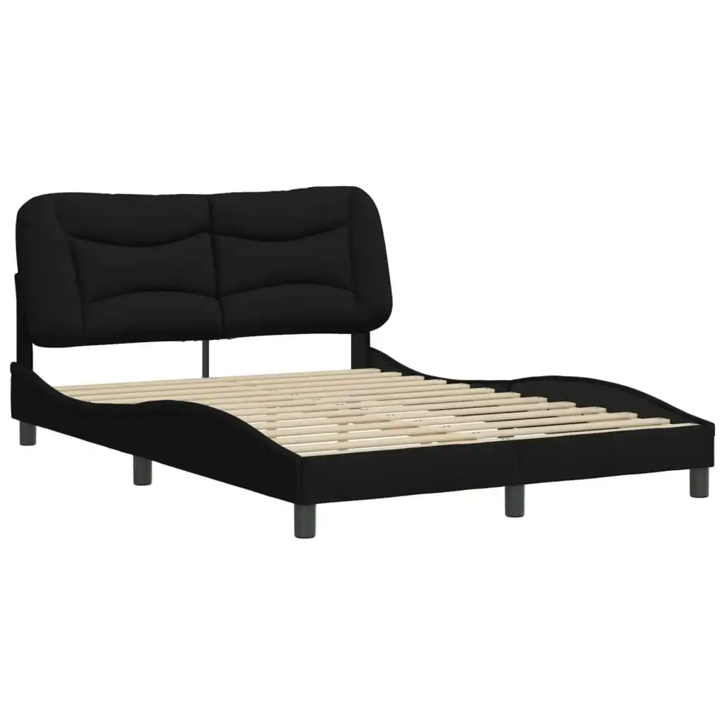 Bed Frame with Headboard Black 137x187 cm Double Size Fabric 3208235