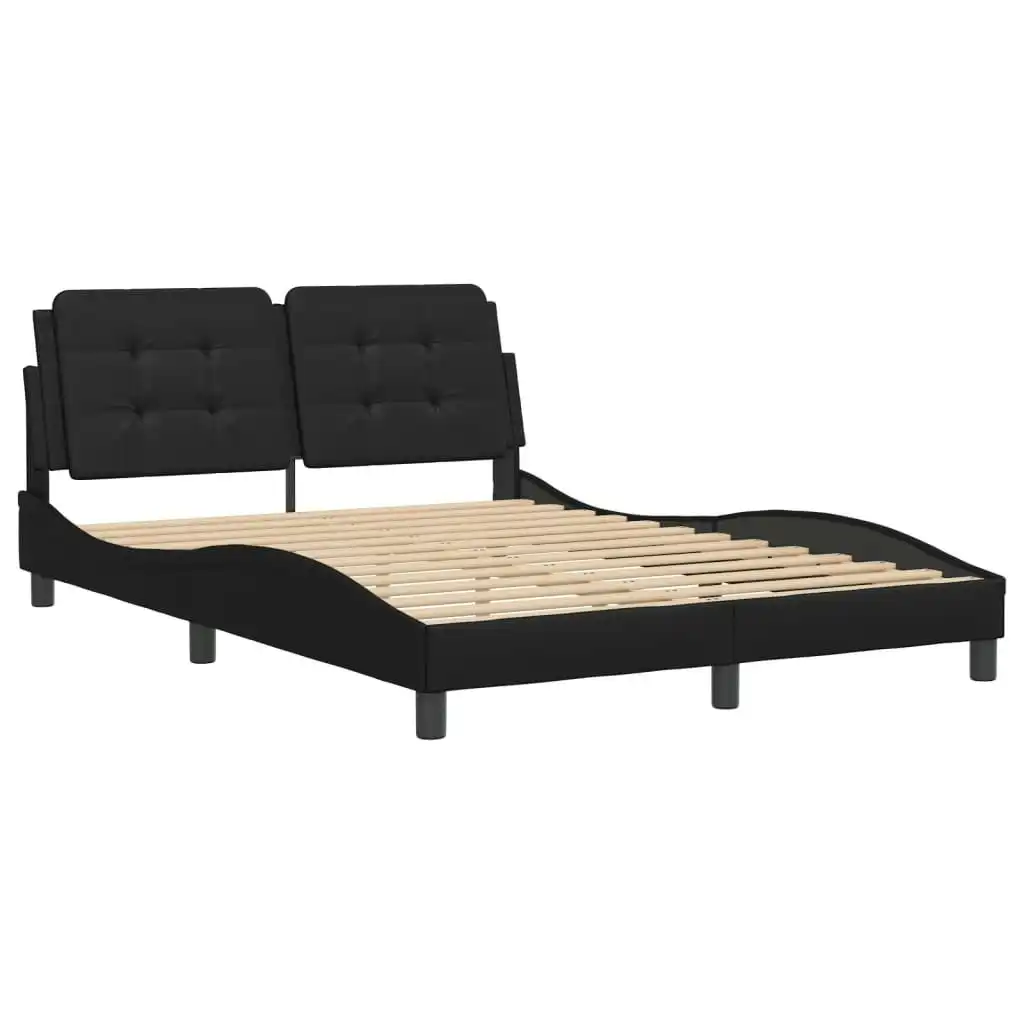 Bed Frame with Headboard Black 137x187 cm Double Size Faux Leather 3208278