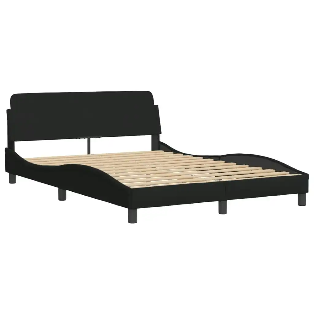 Bed Frame with Headboard Black 137x190 cm Fabric 373281