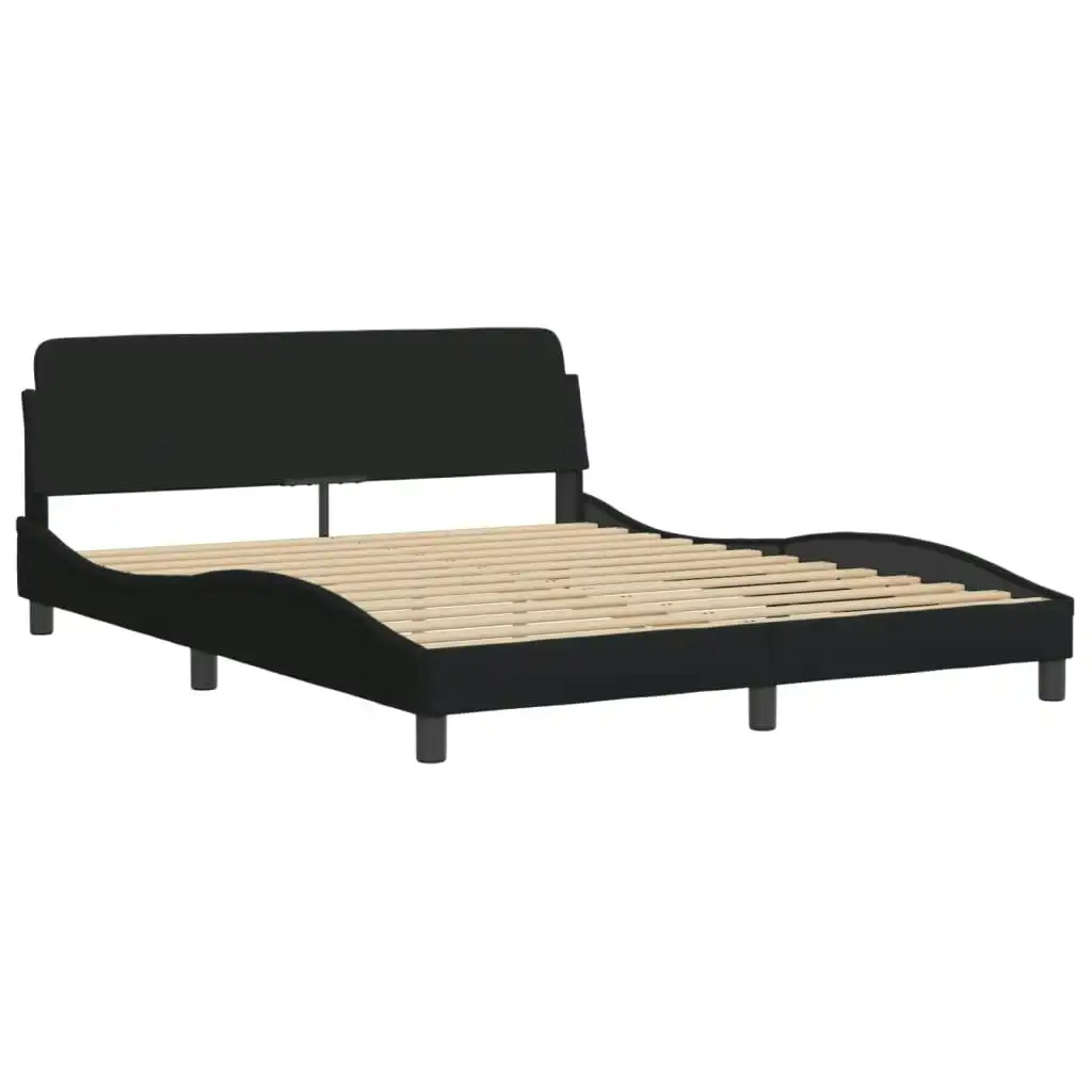 Bed Frame with Headboard Black 152x203 cm Fabric 373290