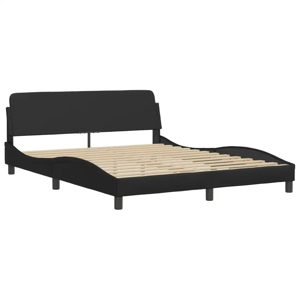 Bed Frame with Headboard Black 152x203 cm Faux Leather 3207678