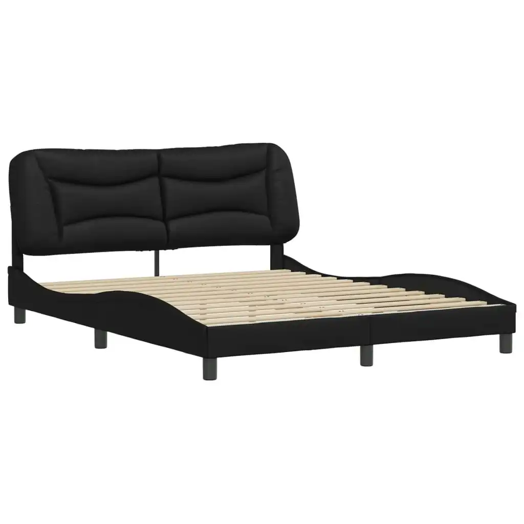 Bed Frame with Headboard Black 152x203 cm Faux Leather 3208039