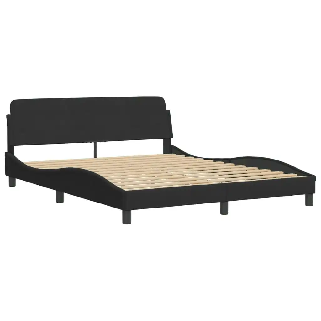 Bed Frame with Headboard Black 152x203 cm Velvet 3207677